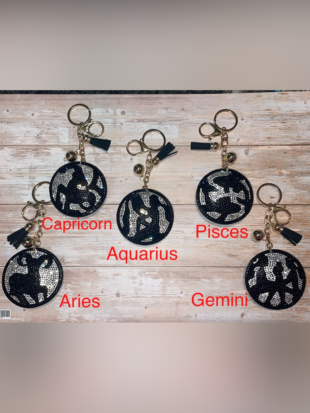 NEW Zodiac (Dec.- June) Rhinestone Keychain Bag Charm - (first half)